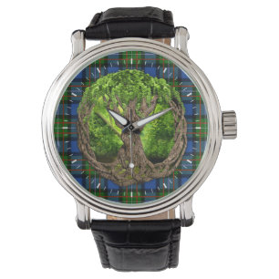 Clan Fergusson Tartan und keltischer Baum des Lebe Armbanduhr