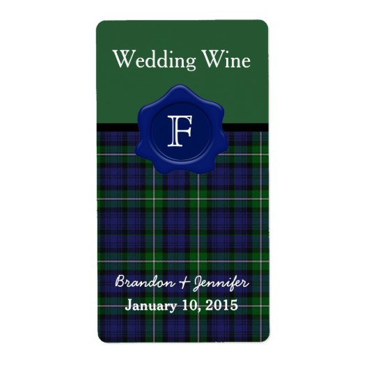Clan Forbes Kariert Wedding Mini Wine Labels (Vorne)