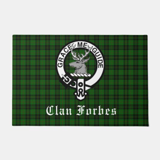 Clan Forbes Tartan und Wappen Abzeichen Fußmatte (Vorderseite)