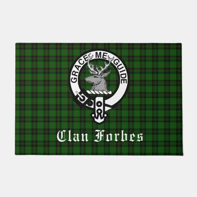 Clan Forbes Tartan und Wappen Abzeichen Fußmatte (Vorderseite)
