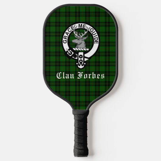 Clan Forbes Tartan und Wappen Abzeichen Pickleball Schläger (Vorderseite)