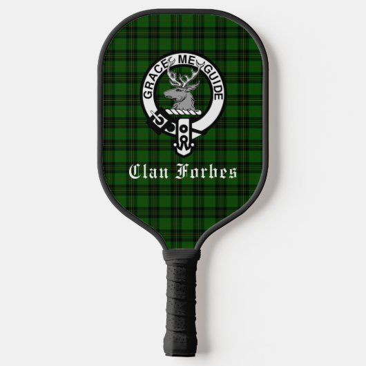 Clan Forbes Tartan und Wappen Abzeichen Pickleball Schläger (Rückseite)
