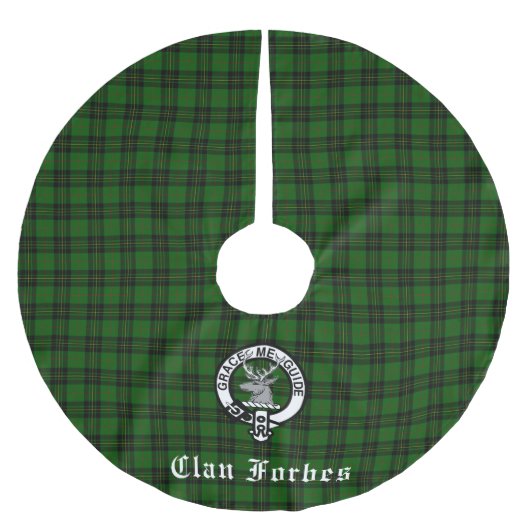 Clan Forbes Tartan und Wappen Abzeichen Polyester Weihnachtsbaumdecke (Vorderseite)