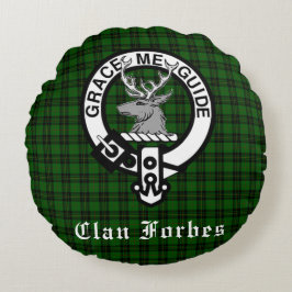 Clan Forbes Tartan und Wappen Abzeichen Rundes Kissen