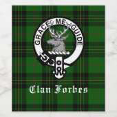 Clan Forbes Tartan und Wappen Abzeichen Weinetikett (Einzelnes Label)