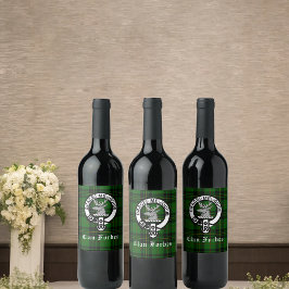 Clan Forbes Tartan und Wappen Abzeichen Weinetikett