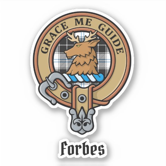 Clan Forbes Wappen über Dress Tartan Aufkleber (Vorderseite)
