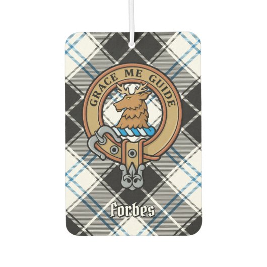 Clan Forbes Wappen über Dress Tartan Autolufterfrischer (Vorderseite)