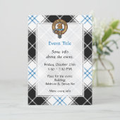 Clan Forbes Wappen über Dress Tartan Einladung (Stehend Vorderseite)