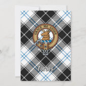 Clan Forbes Wappen über Dress Tartan Einladung (Rückseite)