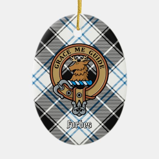 Clan Forbes Wappen über Dress Tartan Keramik Ornament (Vorne)