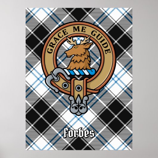 Clan Forbes Wappen über Dress Tartan Poster (Vorne)