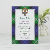 Clan Forbes Wappen über Tartan Einladung (Stehend Vorderseite)