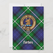 Clan Forbes Wappen über Tartan Einladung (Rückseite)
