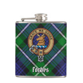Clan Forbes Wappen über Tartan Flachmann (Vorderseite)