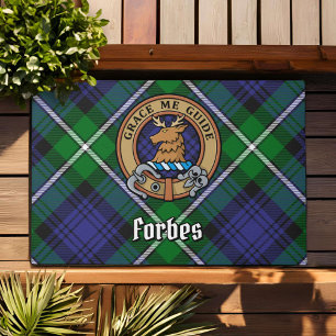 Clan Forbes Wappen über Tartan Fußmatte