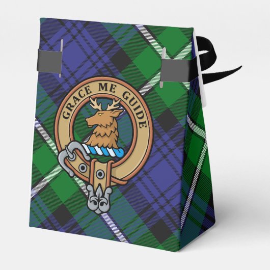 Clan Forbes Wappen über Tartan Geschenkschachtel (Rückseite)