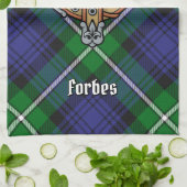 Clan Forbes Wappen über Tartan Geschirrtuch (Gefaltet)