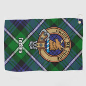 Clan Forbes Wappen über Tartan Golfhandtuch (Horizontal)