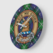 Clan Forbes Wappen über Tartan Große Wanduhr (Winkel)