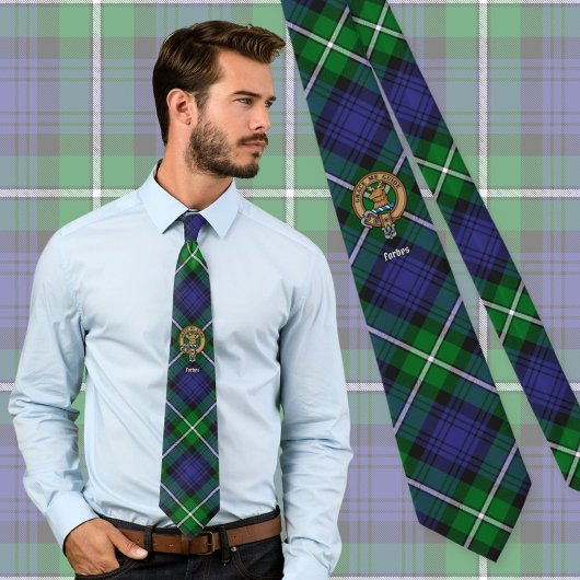 Clan Forbes Wappen über Tartan Krawatte
