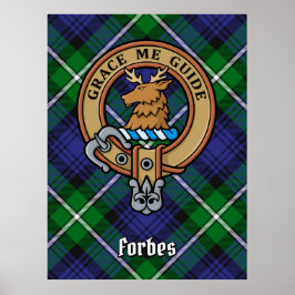 Clan Forbes Wappen über Tartan Poster