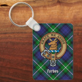 Clan Forbes Wappen über Tartan Schlüsselanhänger (Vorderseite)