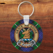 Clan Forbes Wappen über Tartan Schlüsselanhänger (Vorderseite)