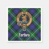 Clan Forbes Wappen über Tartan Serviette (Vorderseite)