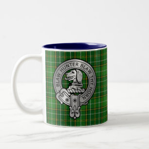 Clan Forrester / Foster Wappen & Jagd Tartan Zweifarbige Tasse