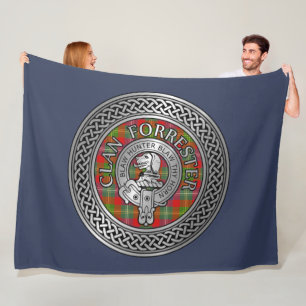 Clan Forrester Foster Wappen & Tartan Knot Fleecedecke