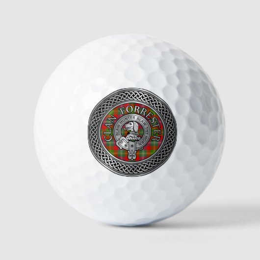 Clan Forrester | Foster Wappen & Tartan Knot Golfball (Vorderseite)