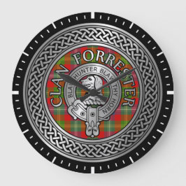 Clan Forrester | Foster Wappen & Tartan Knot Große Wanduhr