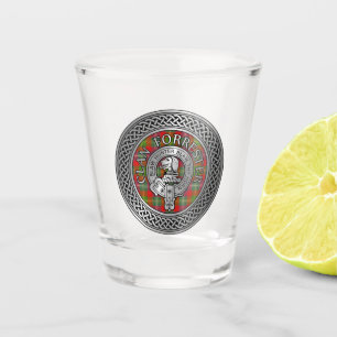 Clan Forrester Foster Wappen & Tartan Knot Schnapsglas