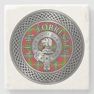 Clan Forrester Foster Wappen & Tartan Knot Steinuntersetzer