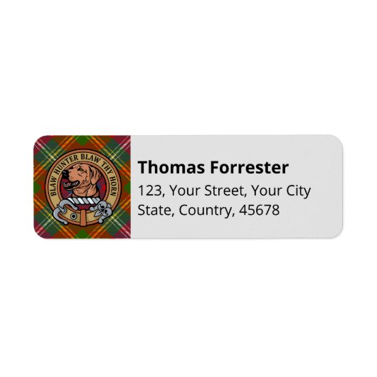 Clan Forrester Wappen über Tartan (Vorne)