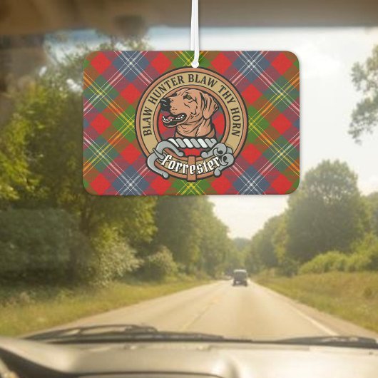 Clan Forrester Wappen über Tartan Autolufterfrischer