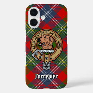 Clan Forrester Wappen über Tartan iPhone 16 Hülle
