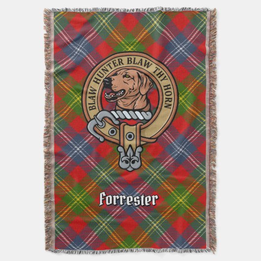 Clan Forrester-Wappen über Tartan Decke (Vorderseite Vertikal)