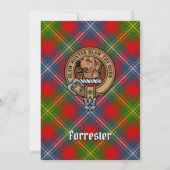 Clan Forrester Wappen über Tartan Einladung (Rückseite)