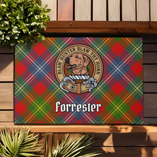 Clan Forrester Wappen über Tartan Fußmatte