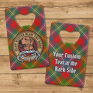Clan Forrester Wappen über Tartan Geldbeutel Flaschenöffner