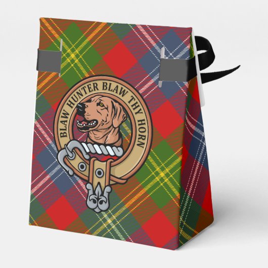 Clan Forrester Wappen über Tartan Geschenkschachtel (Rückseite)