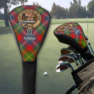 Clan Forrester Wappen über Tartan Golf Headcover