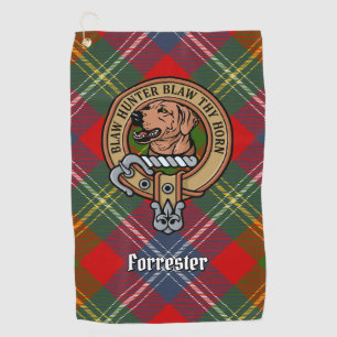Clan Forrester Wappen über Tartan Golfhandtuch