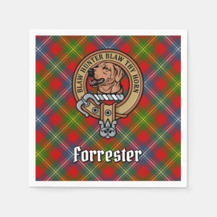 Clan Forrester Wappen über Tartan Serviette