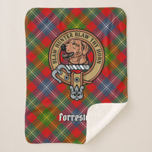 Clan Forrester Wappen über Tartan Sherpadecke