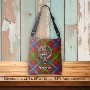 Clan Forrester-Wappen über Tartan Tragetaschen Mit Langen Trägern