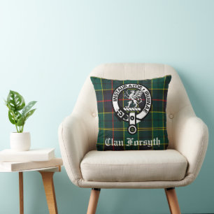 Clan Forsyth Crawabzeichen und Tartan Kissen