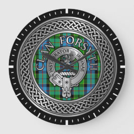 Clan Forsyth Crest & Tartan Knot Große Wanduhr